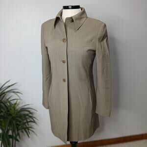 MaxMara Coat Womens Small Taupe Beige Wool Blend Long Jacket Made in Italy Lined